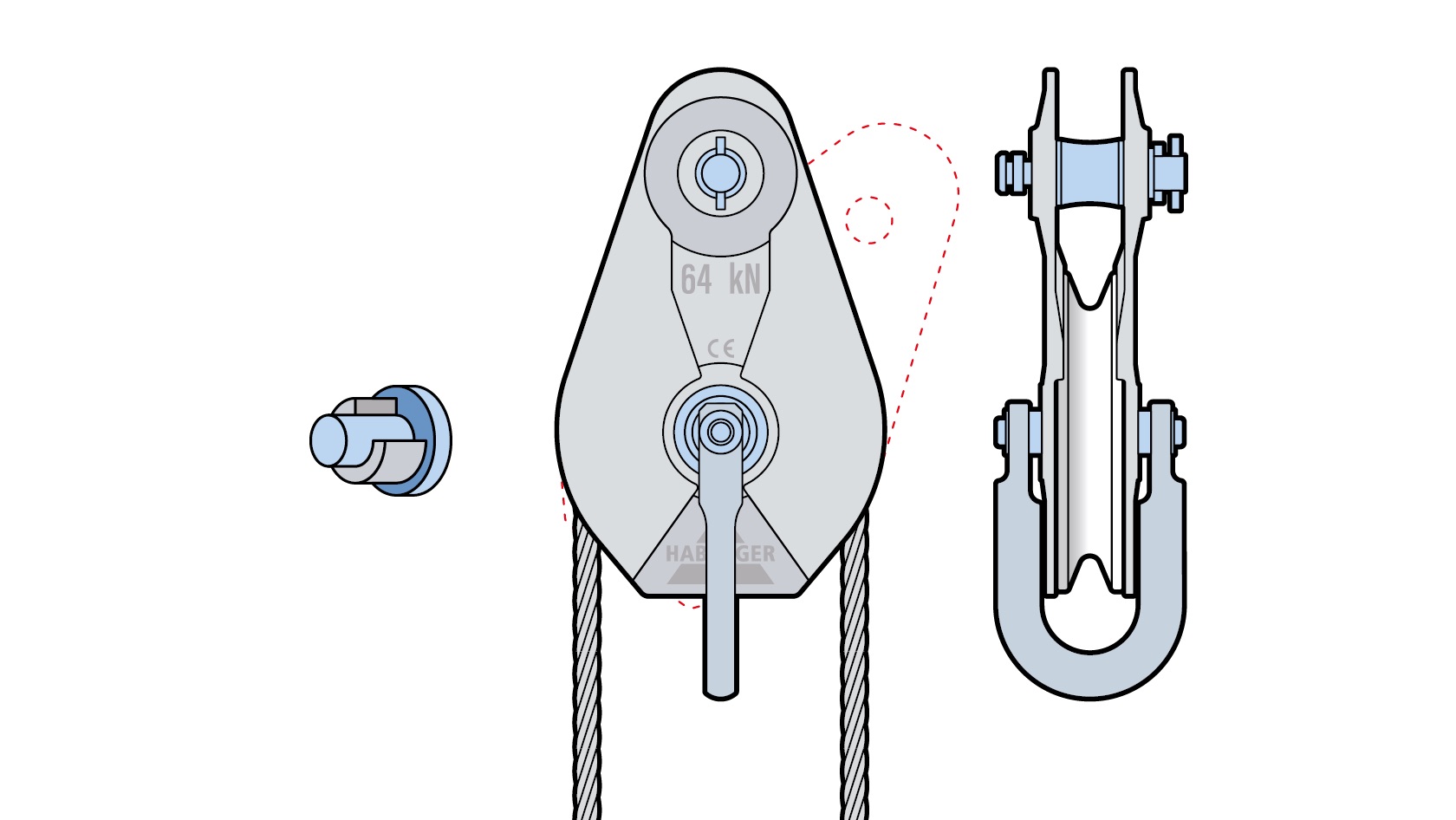 AL-A 01840 B a01 Seilflasche AL A 64kN mit buegel